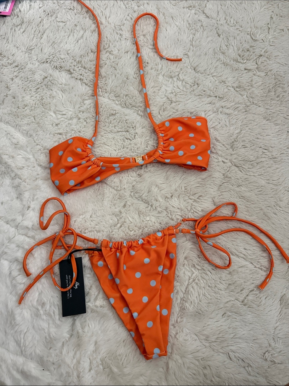 Orange Polka Dot String Bikini set
